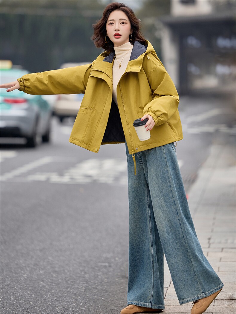 独特漂亮连帽冲锋衣夹棉厚外套女2025新款巨好看短款二棉衣棒球服,女装棉衣/棉服,梦懿尔
