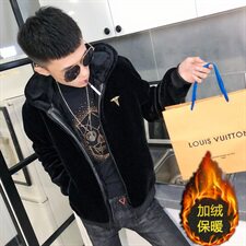 1仿皮草加绒棉服社会小伙加厚帅气男棉衣保暖外套C301B-PC01，男装棉衣，电商C301B