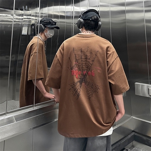 XY5467-TP35烫钻短袖男夏季印花T恤青少年痞帅上衣五分袖图片