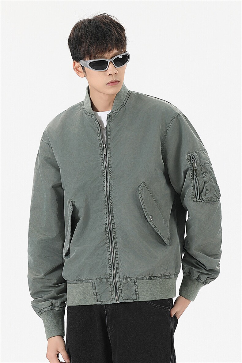 美式复古做旧开拉链衫外套宽松棒球服夹克A436-0627-P115158,男装夹克,电商A436