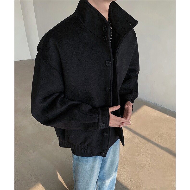冬季高级感立领毛呢外套韩版潮流夹克ins痞帅棉服上衣D383P108,男装夹克,电商A335-1（原A458）