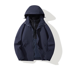 冬季三合一外套日系连帽男装青年夹克户外防水冲锋衣外套6152-P90，男装夹克，星座1403A