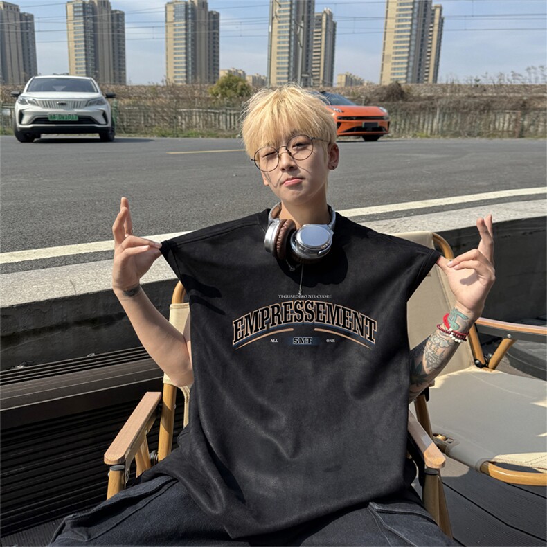 麂皮绒背心坎肩男T恤美式港风潮JB453-特P19控38,男装背心/马甲,电商B370