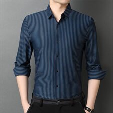 E981钱塘2020-2秋冬高品质男士无痕精品条纹衬衫P100主推，男装衬衫，钱塘207-2