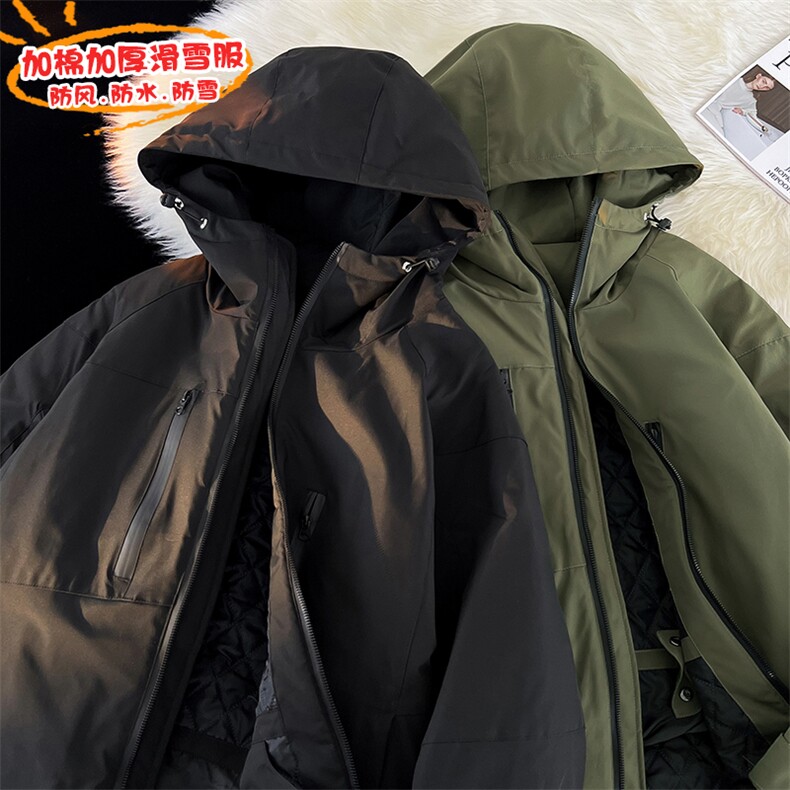 24冬潮户外双板防风防水滑雪服男大码加棉加厚高级感外套M70-P140图片