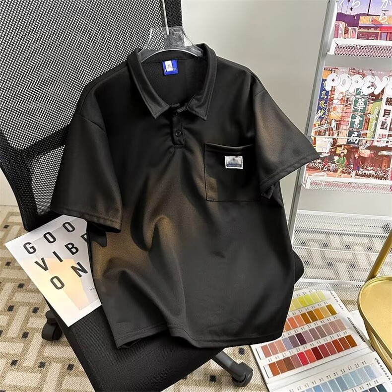 夏季新款纯色上衣纽扣口袋短袖Polo衫 CY308 P30图片