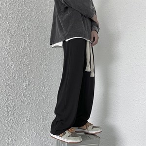 703-1-K287-P45 春夏男女情侣纹理感新型冰丝垂坠休闲垂坠长裤图片