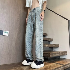 vintage美式牛仔裤男夏季垂感宽松直筒潮牌高街休闲裤子A0222-p45图片