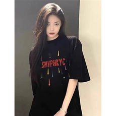 美式高街短袖白t恤女2025新款夏季纯棉宽松慵懒风设计感小众上衣t，男装T恤，星座1210-1