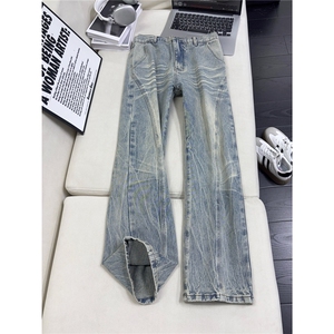 B221美式ins高街暗黑重工艺修身微喇牛仔裤LK26660-特P46控78