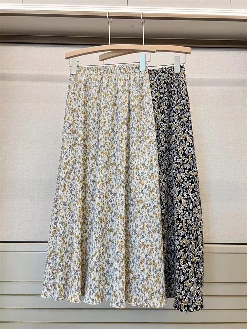 碎花雪纺百褶裙，其它，久意