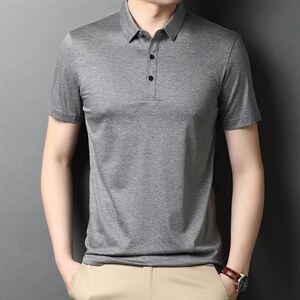 男士夏季纯色丝光棉短袖T恤简约休闲翻领POLO衫修身显瘦半袖P67