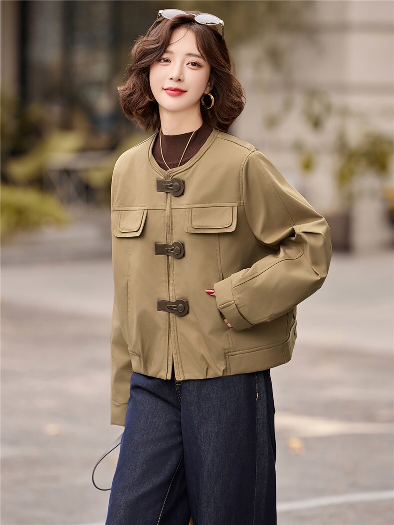 披肩夹棉圆领外套2025年冬装新款气质欧货短款加厚棉服夹克女,女装短外套,玖莱伊