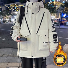 港风男式加绒加厚夹克男时尚潮流加绒棉衣男夹克外套MY1689-P83，男装棉衣，星座310B-3