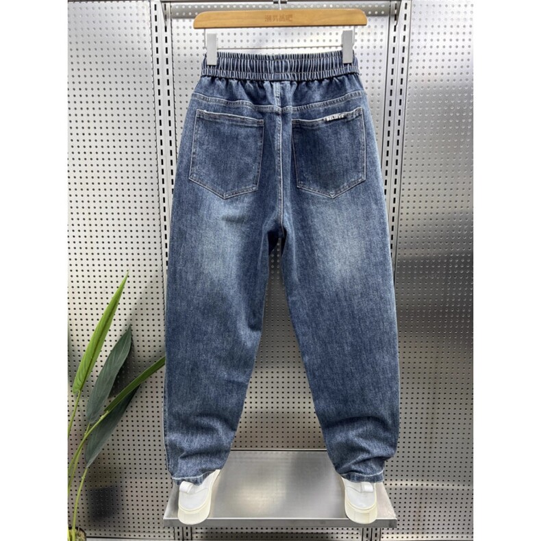 1506-1/KT12371/P51复古牛仔裤男弹力潮牌胖子大码松紧腰宽松休闲图片