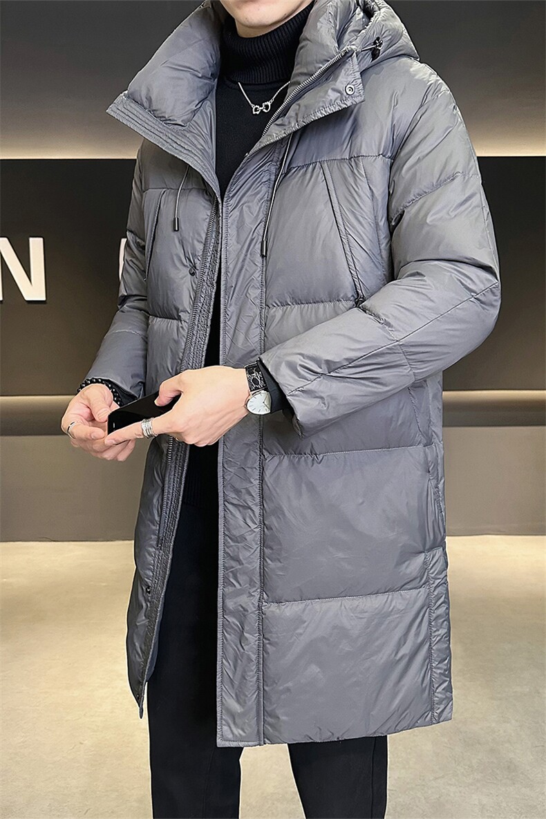 店主风新款2025冬季纯色百搭中长款连帽羽绒服B338-0018-P235,男装羽绒服,电商B338