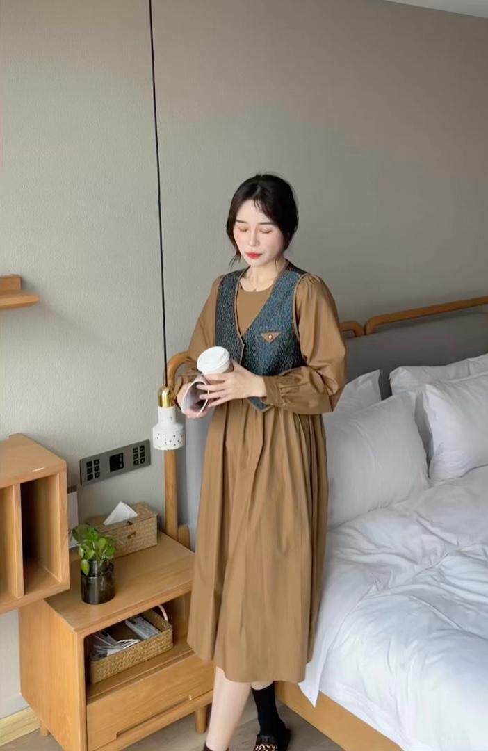 现货秋季俩件套连衣裙，女装连衣裙，欧尚时