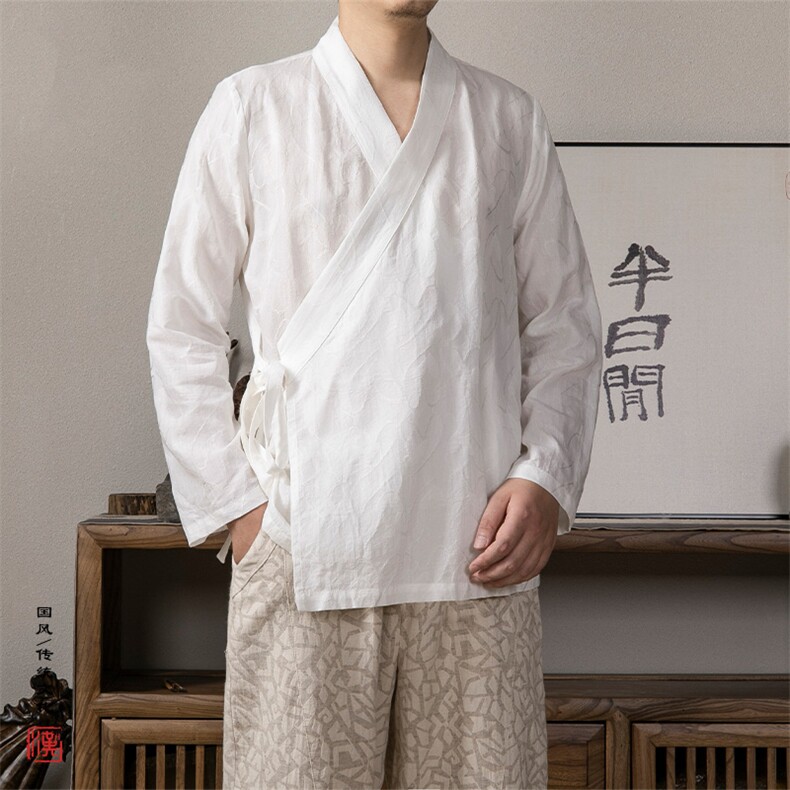 秋装新款风男装汉服提花道袍C205P65,男装民族服装,钱塘802