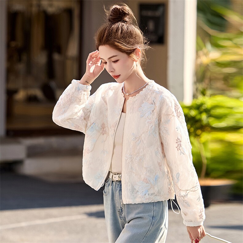 小香风复古刺绣洋气短外套女2025春夏新款独特超好看轻薄防晒上衣,女装短外套,韩宇舍