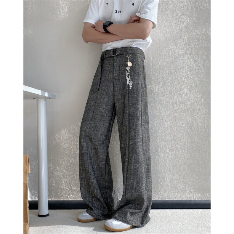 2025春季新款老钱风纹理腰带宽松休闲西裤B315-K25632-P70控98图片