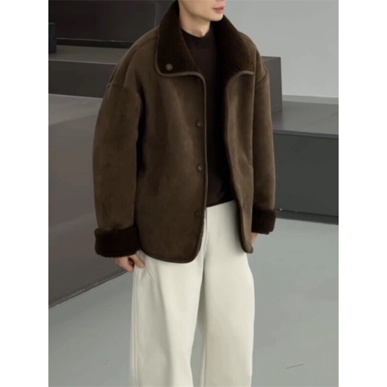 现货~双面穿皮毛一体麂皮绒夹克外套JK919P128，男装夹克，星座908