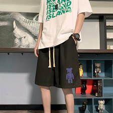 HD74242-P22华夫格短裤男大码宽松五分裤男直筒中裤，男装休闲裤，电商A040