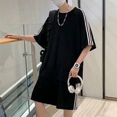 夏季休闲运动套装男宽松潮牌短袖短裤两件套TA201P33，男装休闲套装，星座1116-2