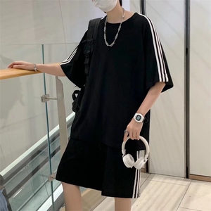 夏季休闲运动套装男宽松潮牌短袖短裤两件套TA201P33图片
