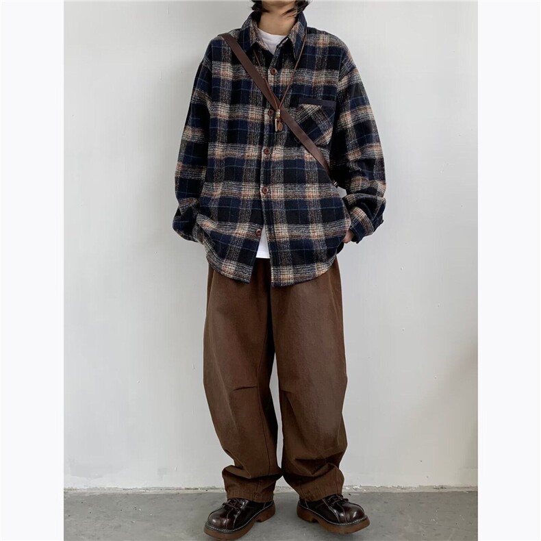 格子衬衫男韩版潮流痞子帅气春季2025新款ins宽松外套CY598-P43,男装衬衫,星座412-2