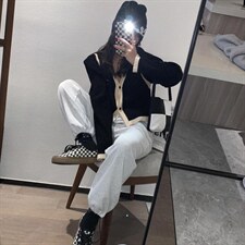 撞色坑条开衫，其它，XTZ style