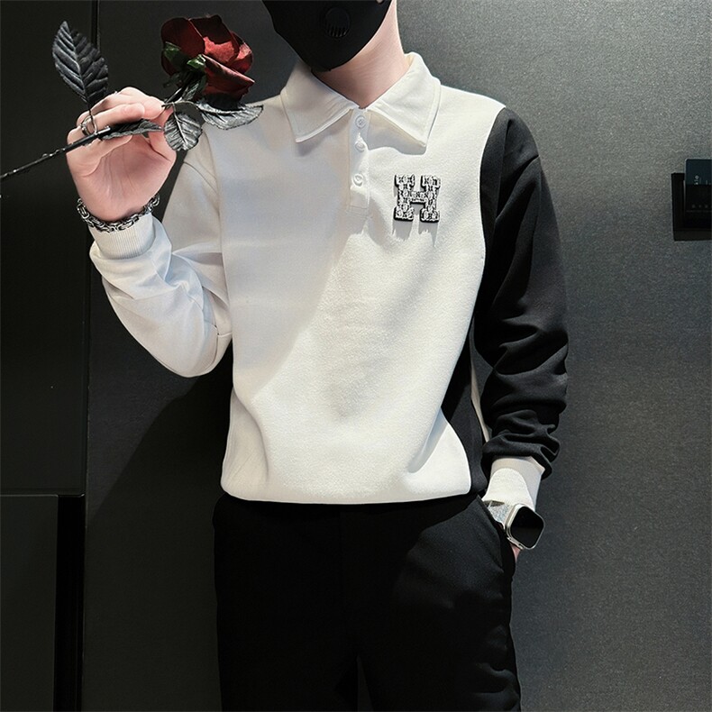 痞帅高级感男士拼接翻领卫衣外套社会小伙店主风301C-WY50P58控78,女装短外套,星座301C（原B323）