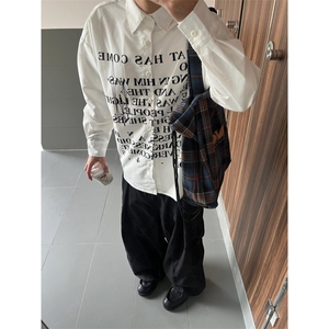【有货】cleanfit白色字母衬衫男高级感痞帅长袖衬衣1288LL-P39图片