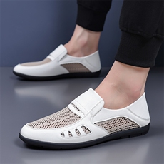 X4061-P135新款男士休闲镂空皮鞋男潮透气洞洞鞋包头牛皮凉鞋，男鞋凉鞋，星座1407-3