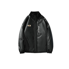时尚贴标PU皮立领棉服男加棉加厚机车服皮衣外套M91特P100控178，男装皮衣，电商A001
