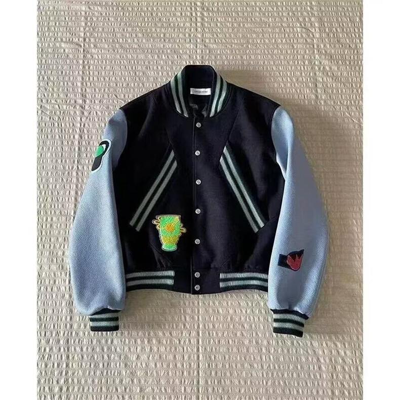黑木kiko棒球服男款美式高街vibe毛呢夹克cleanfit毛巾绣短款外套,男装夹克,星座603-2