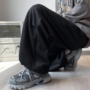 休闲裤男款春季潮流ins痞帅直筒裤潮牌宽松搭扣卷边九分裤子图片