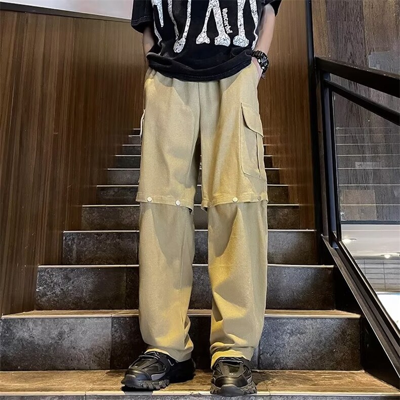 高街潮牌四合扣可拆一裤两穿工装百搭多口袋机能休闲裤P40,男装休闲裤,星座1116-2