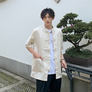 现货T恤复古风夏季新款宽松大码短袖衬衫A021-CS7098-P70图片