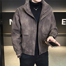 新标90绒男士皮羽绒服冬季2025新款立领外套A313-888-P305，男装羽绒服，电商A313