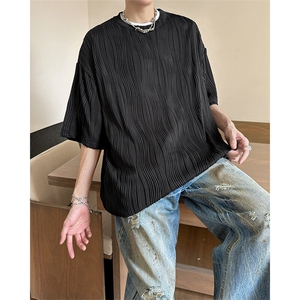 8XL-M 特大码夏季短袖冰丝皱感透气T恤男潮垂感宽松半袖DX305P45图片