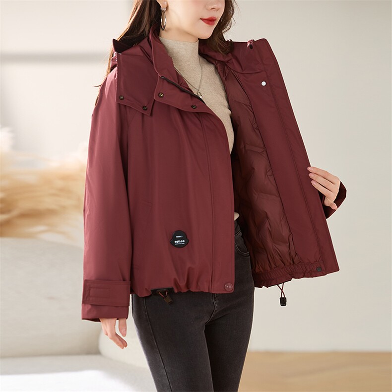 派克羽绒服女冬季2024新款小个子短款休闲高端防风保暖白鸭绒外套图片