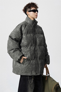 PU皮复古做旧钢印大码M-5XL棉衣男MY77096P130控198抖控228图片