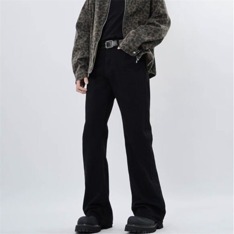 巴黎bootcut黑色微喇休闲裤男美式复古弯刀修身直筒裤子K6120-P33，男装休闲裤，星座412-2