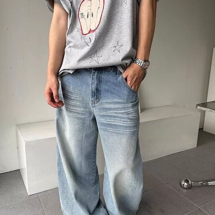 春夏季潮流韩版痞帅宽松哈伦裤水洗破洞乞丐裤青年男士牛仔裤,男装牛仔裤,星座506A