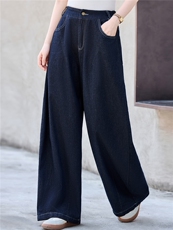 2025年秋季时尚潮流松紧腰阔腿牛仔裤，女装牛仔裤，鑫鑫美