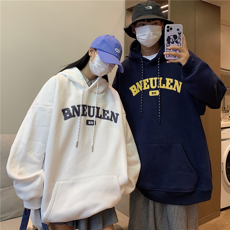 抖音品质情侣装秋冬装简约风加厚连帽套头加绒卫衣G1027P68男,男装卫衣,电商A339