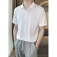 短袖POLO衫男夏季新款衬衫领设计高级感正肩半袖t恤衫P07，男装T恤，星座1116A-2（原606A-1）