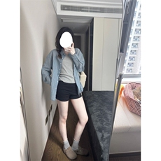 TC537-P45韩系蓝色格纹衬衫新款设计感宽松百搭衬衣气质chic上衣，女装衬衫，星座617A-2