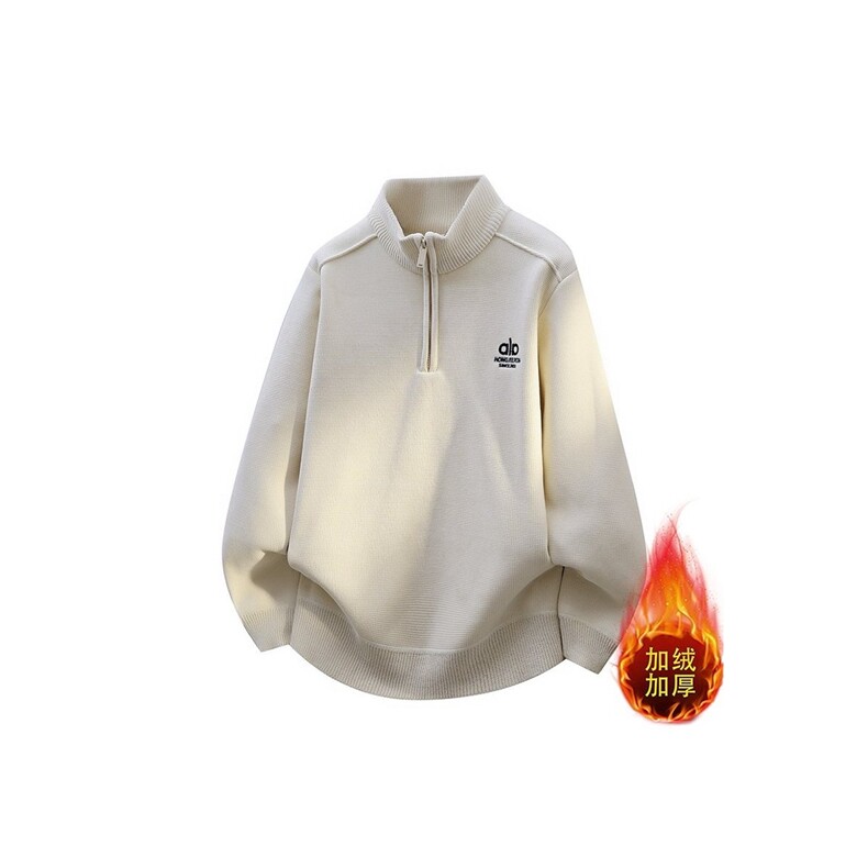 W25263-P55冬半高拉链领卫衣男潮牌加绒加厚卫衣外套时尚打底衫,男装T恤,电商D310B