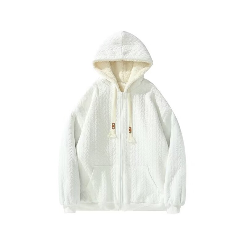 秋冬羊羔绒连帽棉服外套男开衫卫衣宽松加绒加厚棉衣WYW28P69,男装棉衣,星座1013-5